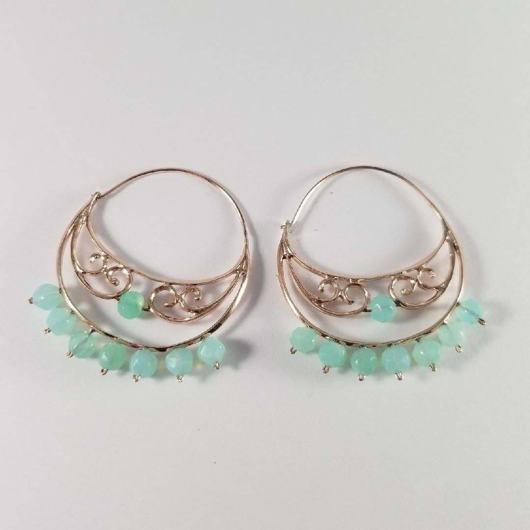 rose gold Peruvian opal chandelier hoops