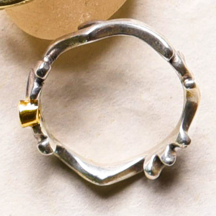 silver lotus ring with sapphire