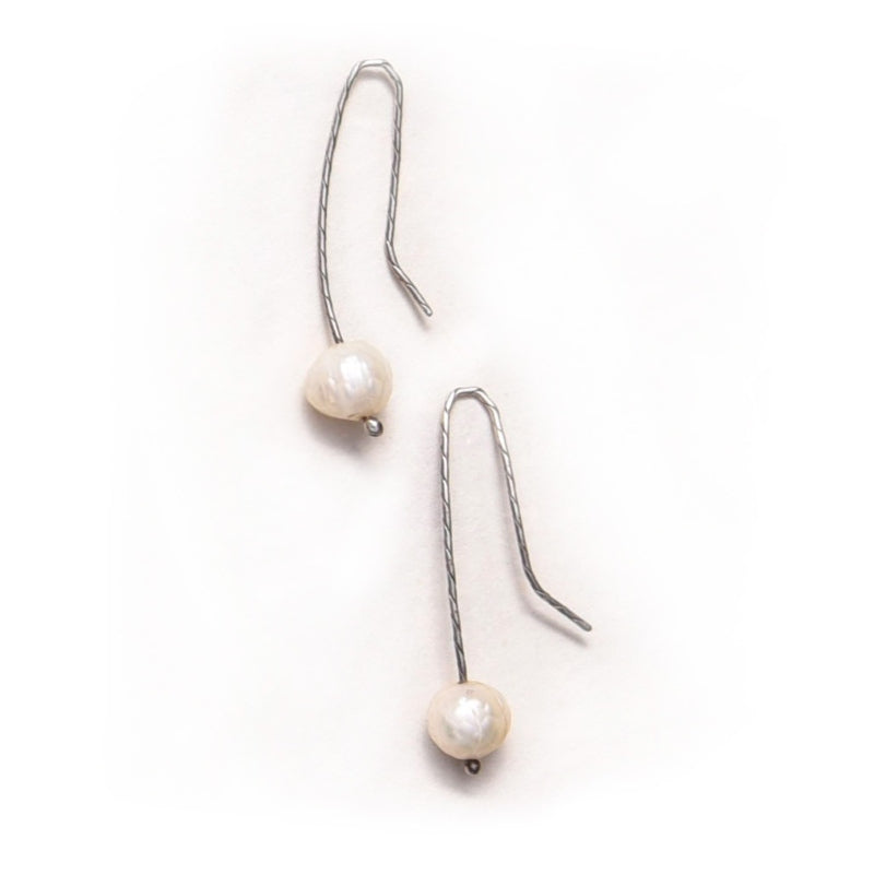 faceted pearl drop earrings