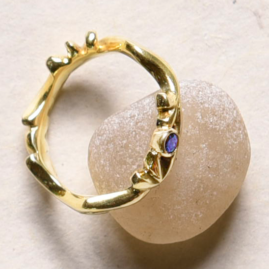 gold lotus ring with sapphire
